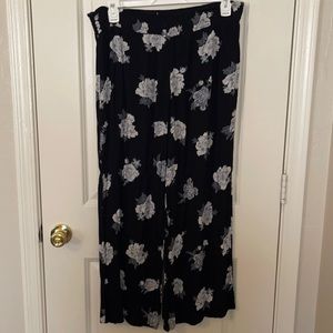 Lightweight floral black and white work pants